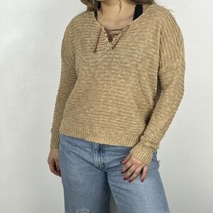 LAUREN JEANS CO. KNIT LINEN BLEND RETRO SWEATER SIZE MEDIUM